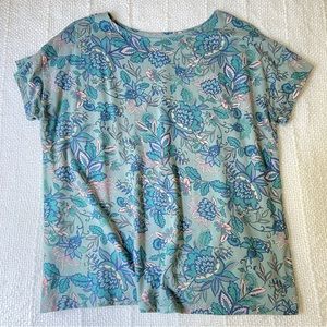 J. Jill Floral Short Sleeve Tee - Blue and Pink